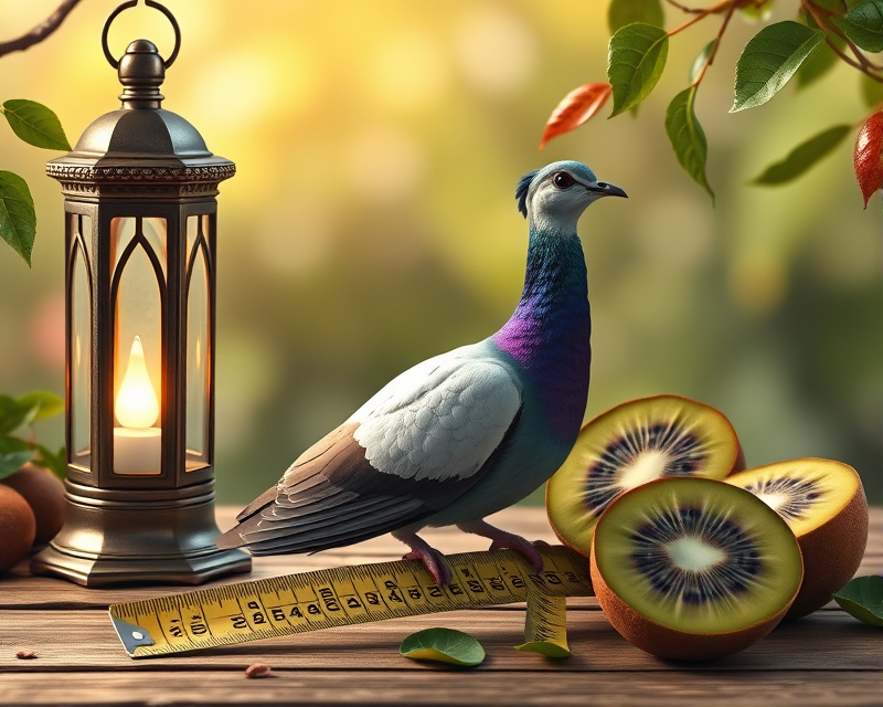 tape measure, lantern, dove, joker, peacock, kiwi